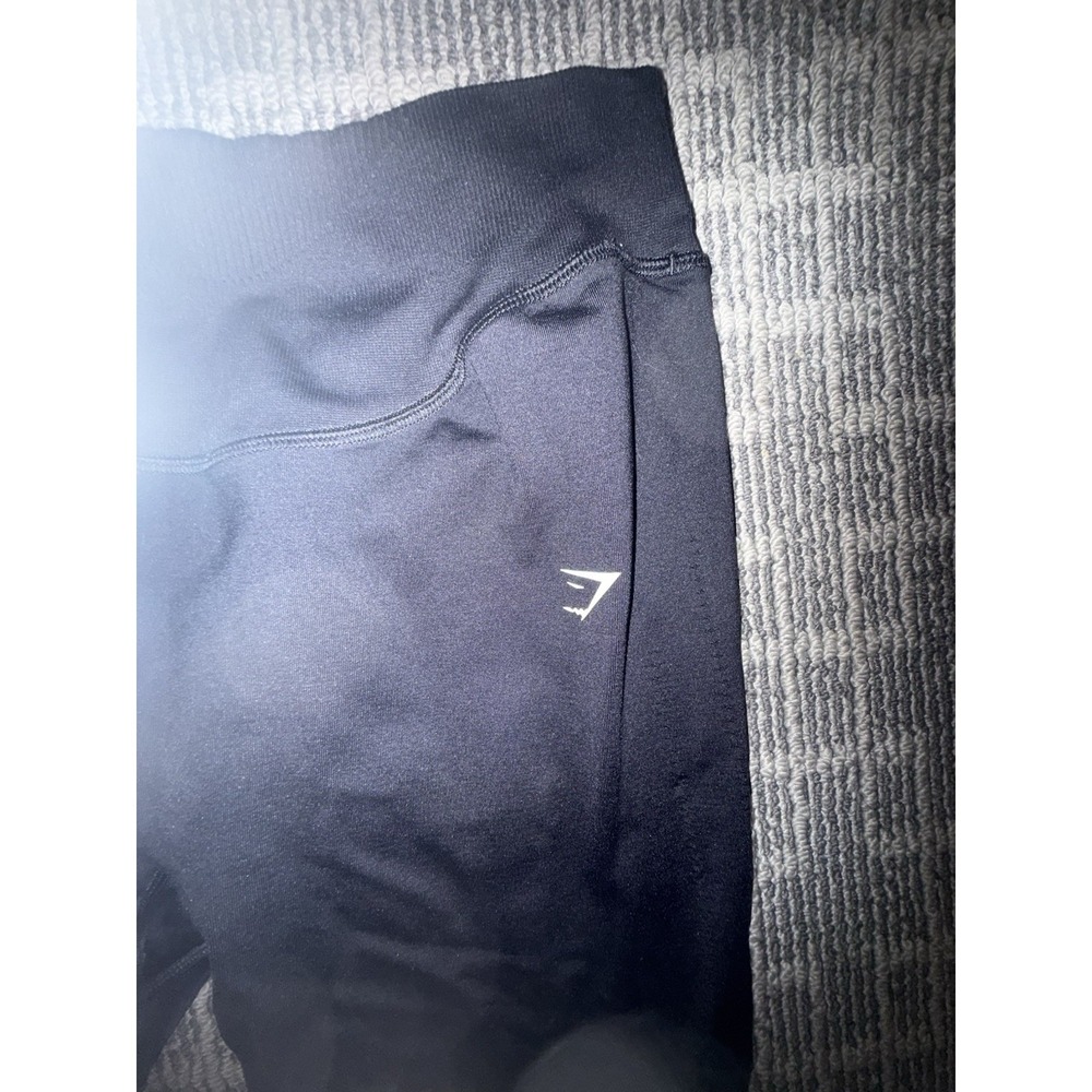 Gymshark Ankle Leggings Black Women's Size Lrg Stretch Elastic Waist Athleisure - Picture 2 of 8